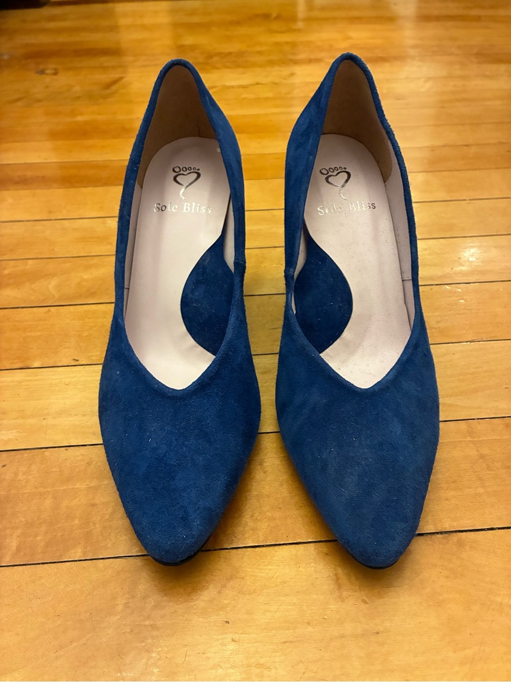 3.5-Inch Colbalt Blue Suede Block-Heel Pumps